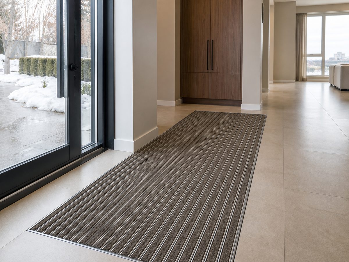 Entrance matting for winter moisture and salt