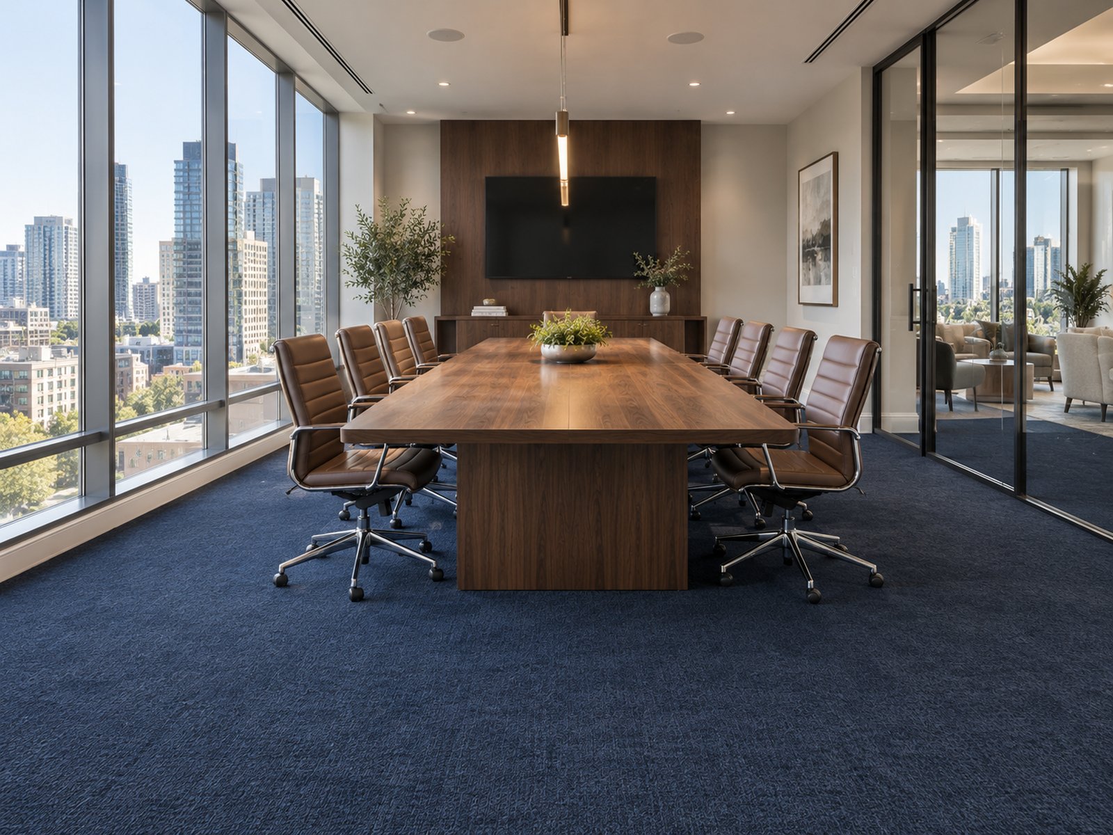 Boardroom carpet finish in a corporate office