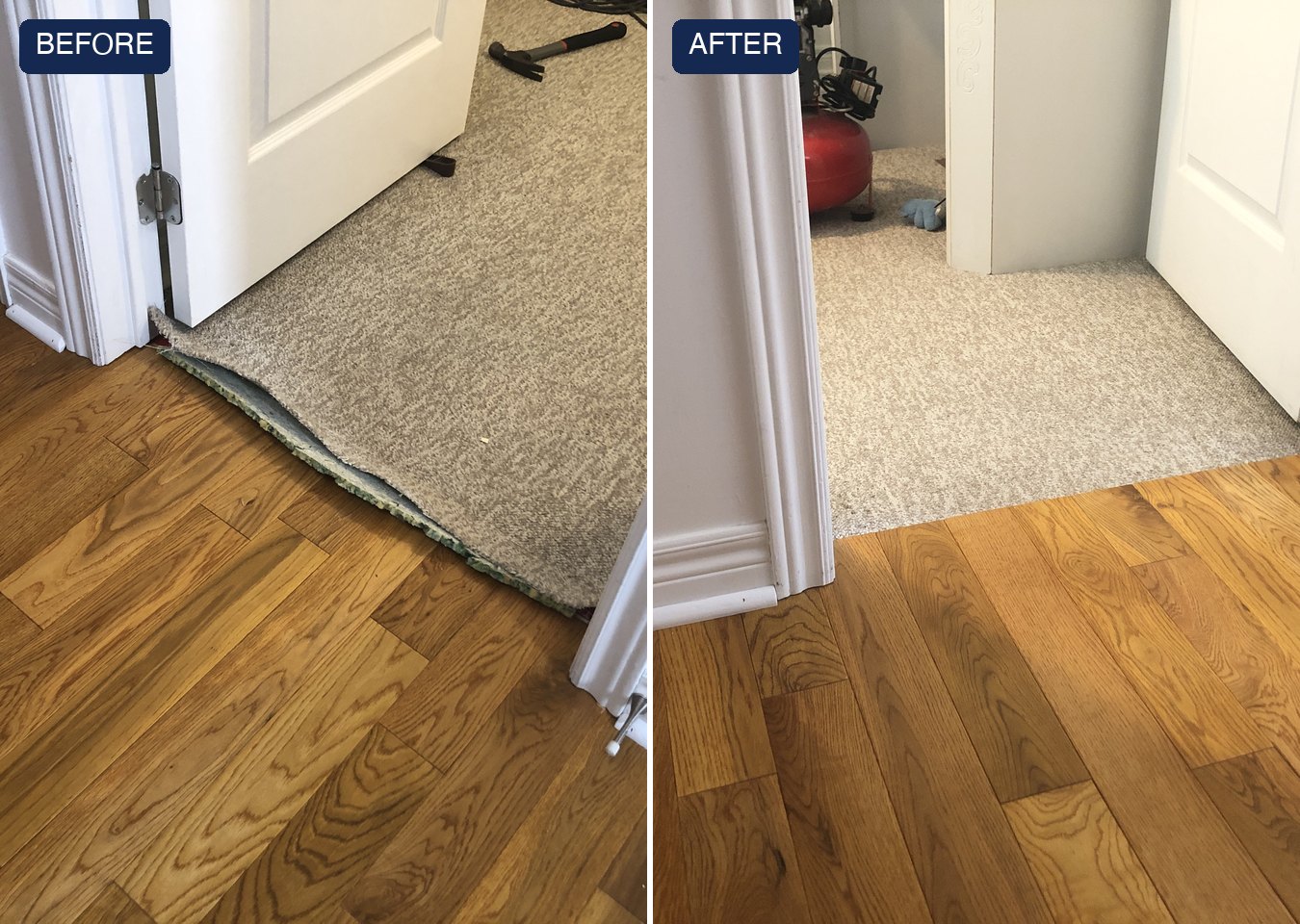 Carpet patch repair blended invisibly into the pile