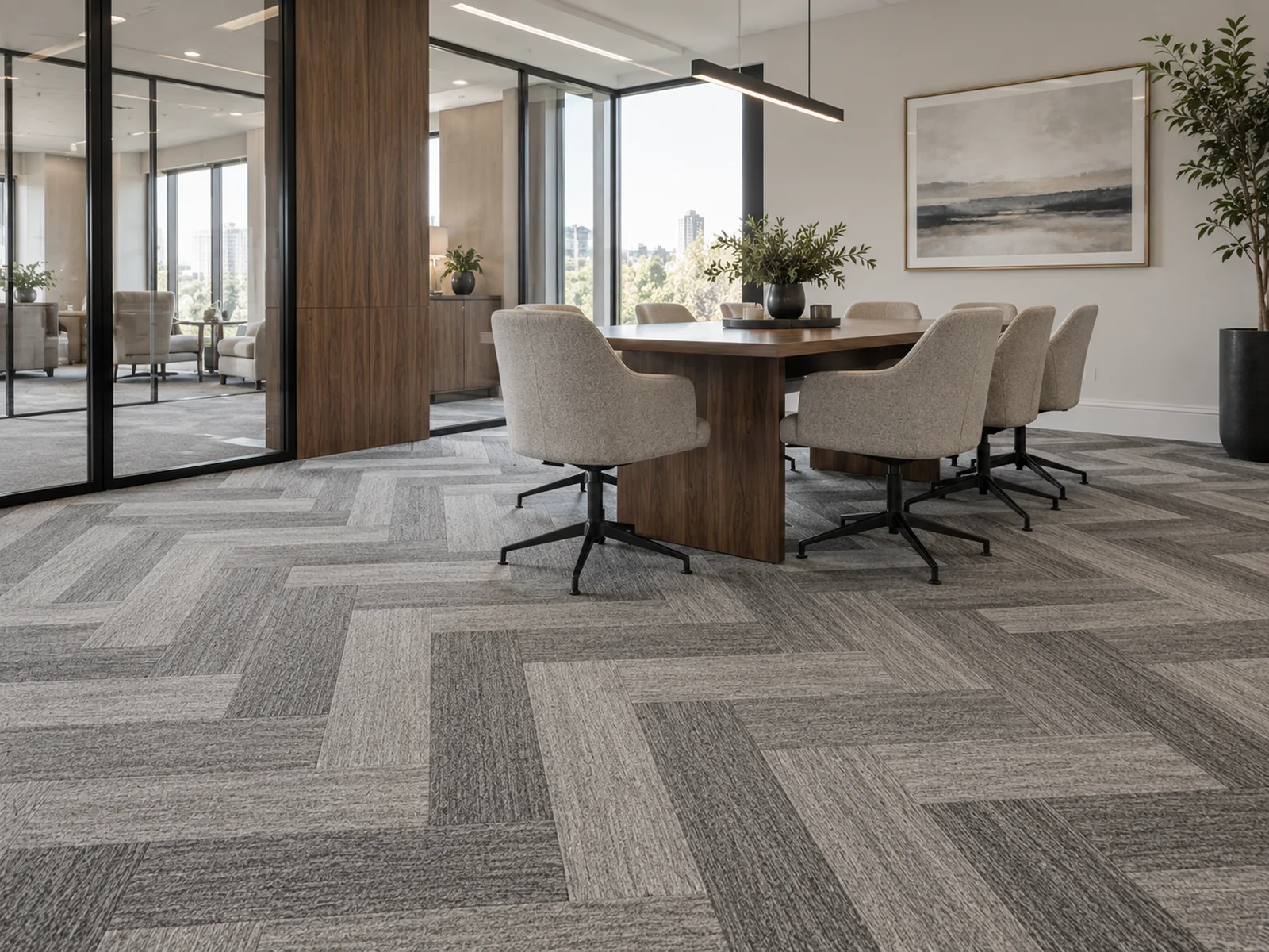Carpet tile in a commercial corridor