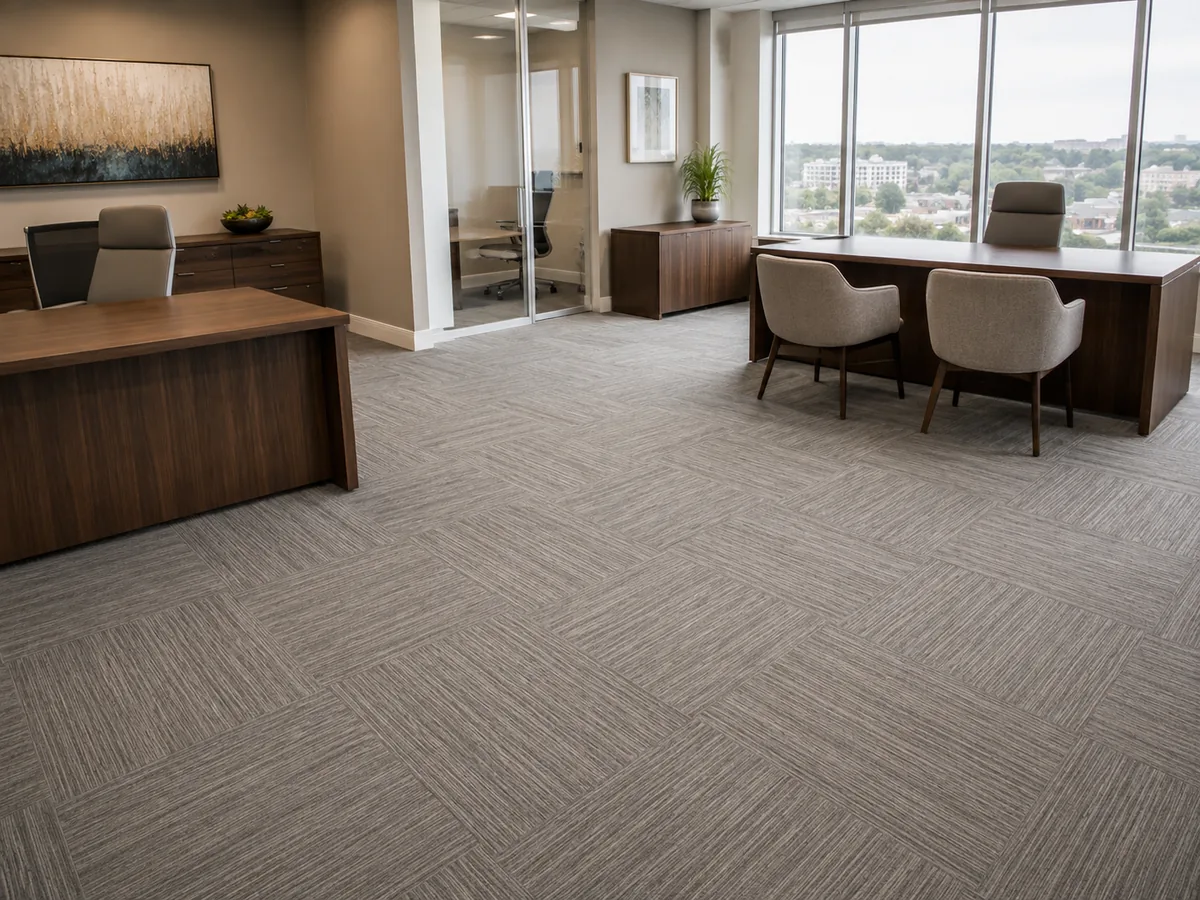 Commercial carpet tile in an office space