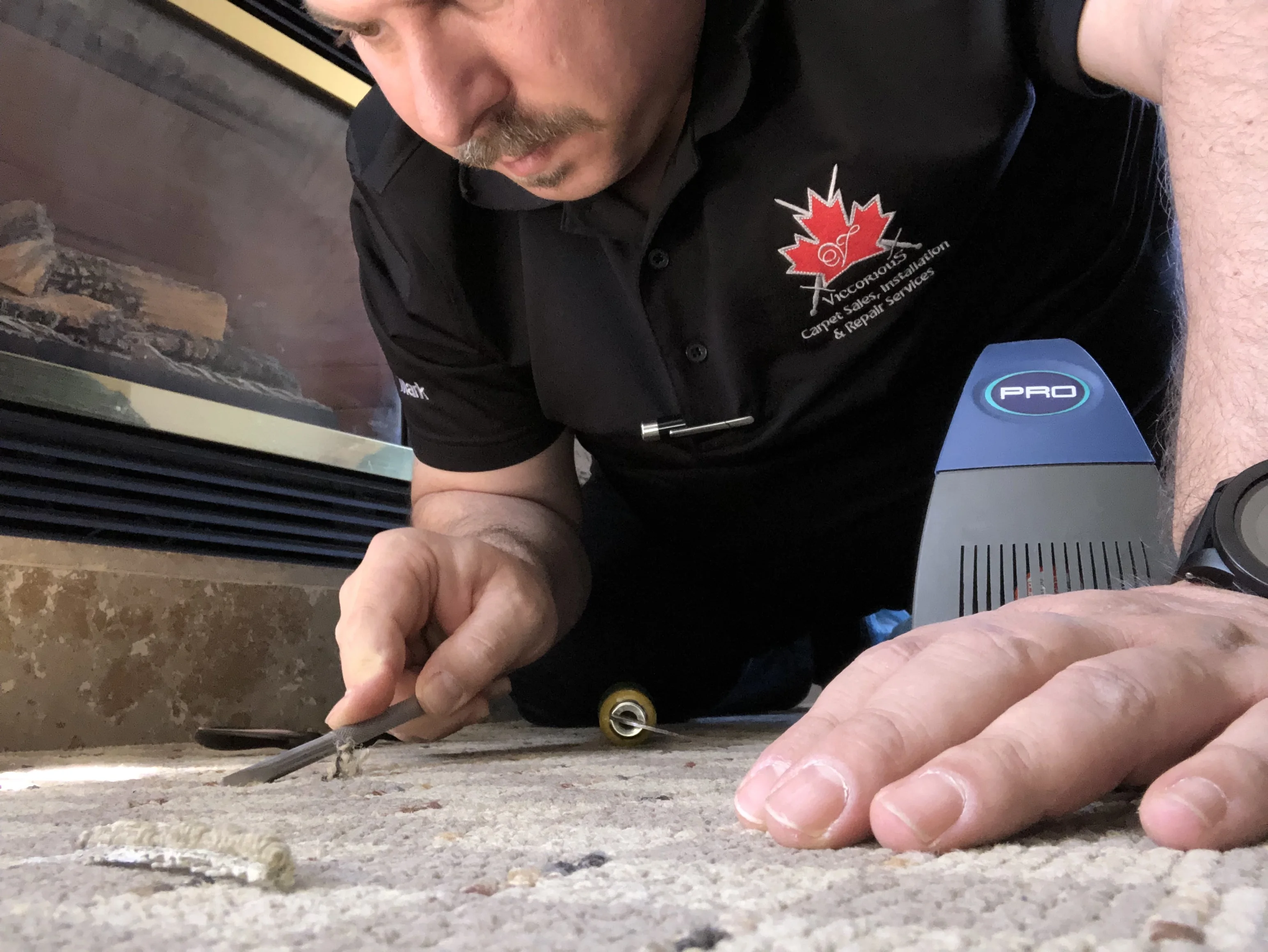 Victorious carpet repair project photograph