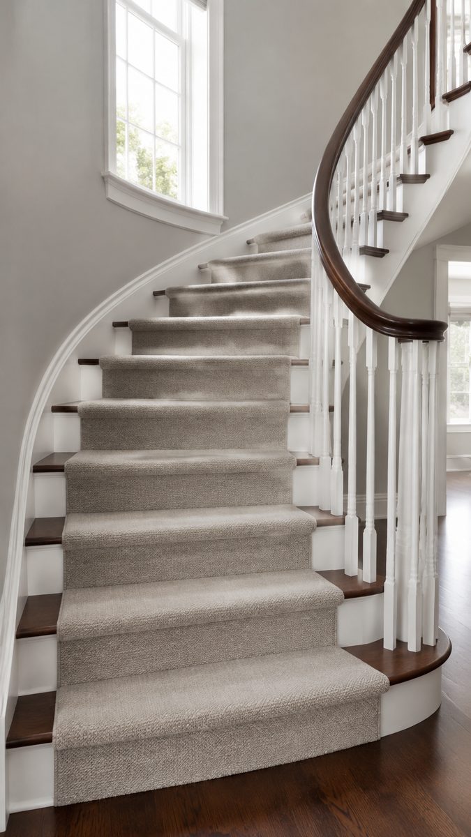 Curved spiral stair runner