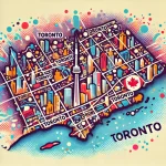 Stylized illustration map for Toronto and nearby carpet service areas
